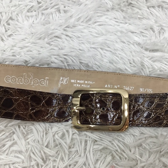 Vintage Conbipel croc embossed bronze brown Italian Leather Belt - Picture 1 of 10
